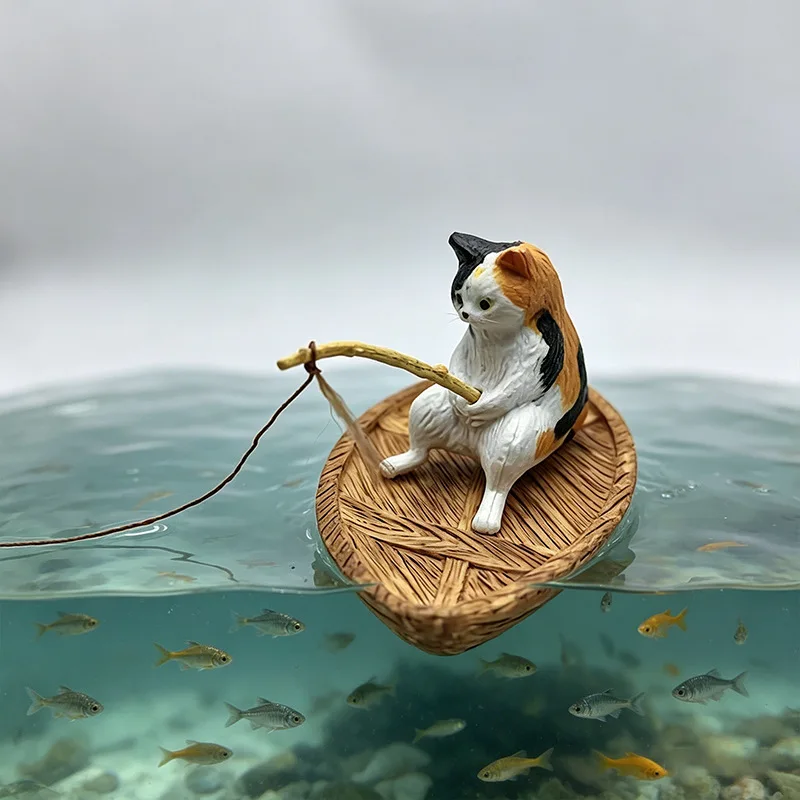 1PCS Creative Cat Fishing Boat - Aquarium Marina ulasan dan harga