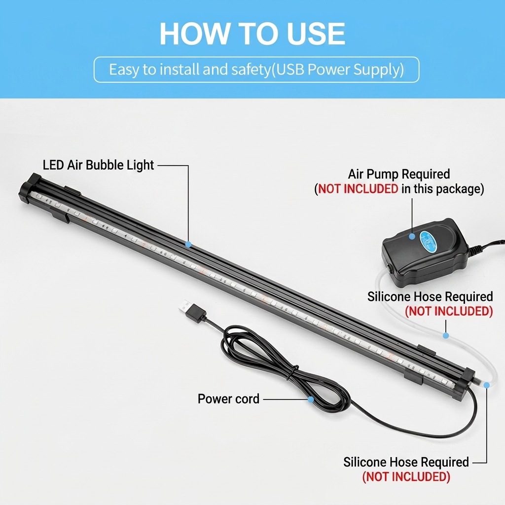 USB LED Aquarium Air Bubble Li - Marine Aquarium Water Change ulasan dan harga